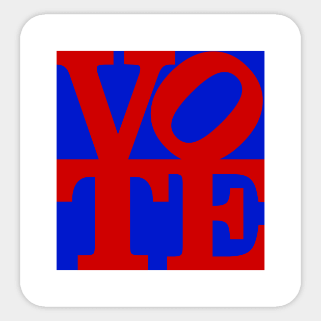 VOTE (red on blue) Sticker by Designs_by_Tom